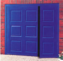 Cardale Georgian Side hinged garage doors in blue   